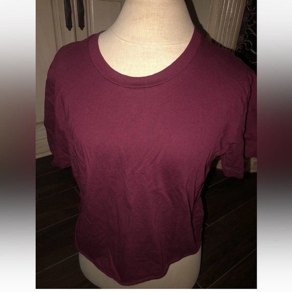 Pink Victoria secret maroon crop t shirt size L - Picture 1 of 5